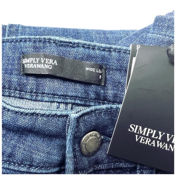 Simply Vera Wang Womens High Rise Dark Cargo Utility Wide Leg Jeans Sz 6 New - Picture 5 of 11